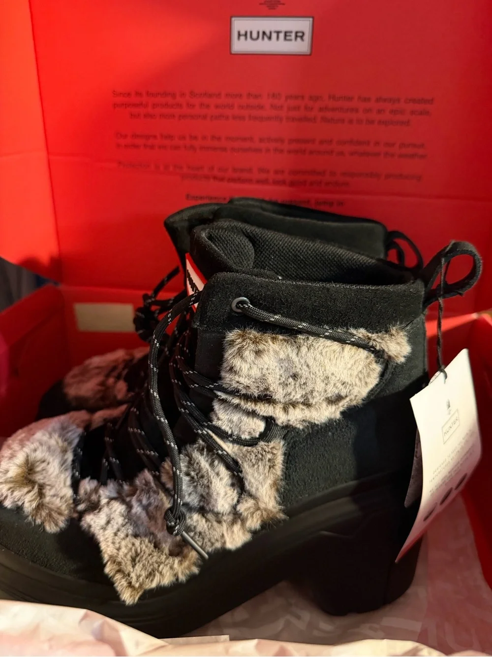 HUNTER Waterproof Faux Fur Trimmed Lace Up 🖤
